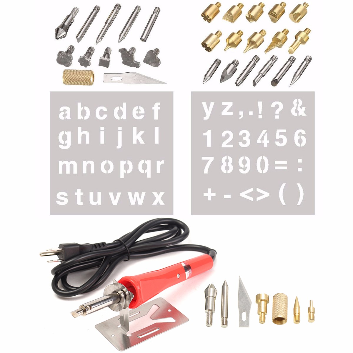 Test Equipment - 37pcs Wood Burning Pen with Extra Tips and Stencils 