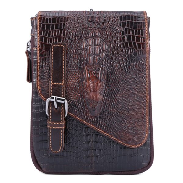 Bags - 6 inches Men Genuine Leather Waist Bag Alligator Pattern Minimalist Casual Phone Bag ...