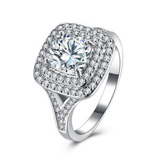 INALIS Zircon Platinum Anniversary Gift Wedding Finger Rings 