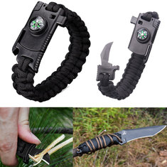 IPRee® 4 In 1 EDC Survival Bracelet Outdoor Emergency 7 Core Paracord Whistle Compass Kit