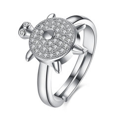 INALIS Lovely Turtle Zircon Platinum Opening Gift Party Wedding Finger Rings 