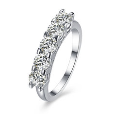 INALIS Luxurious Zircon Platinum Plated Engagement Gift Wedding Finger Rings 