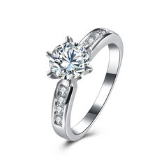 INALIS Zircon Platinum Plated Engagement Gift Wedding Finger Rings 