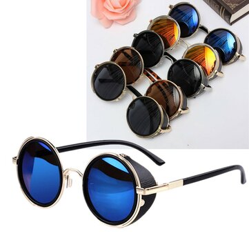 Résultat de recherche d'images pour "Unisex Vintage UV400 Sunglasses Steampunk Round Mirror Lens Gl"