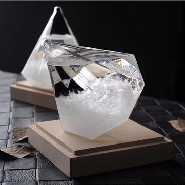 Weather Forecast Storm Glass Crystal Diamond Shape Bottle Office Decor
