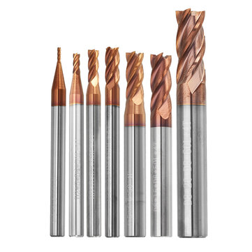Drillpro 1-8mm 4 Flutes Carbide HRC55 AlTiN Coating End Mill Cutter