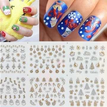 Gold Silver Snowflakes Nail Art Stickers Christmas-Theme Nail Decals ...